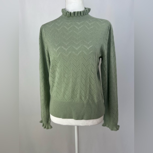 NEW / Cashmere pointelle mockneck sweater / B001 - Picture 4 of 9